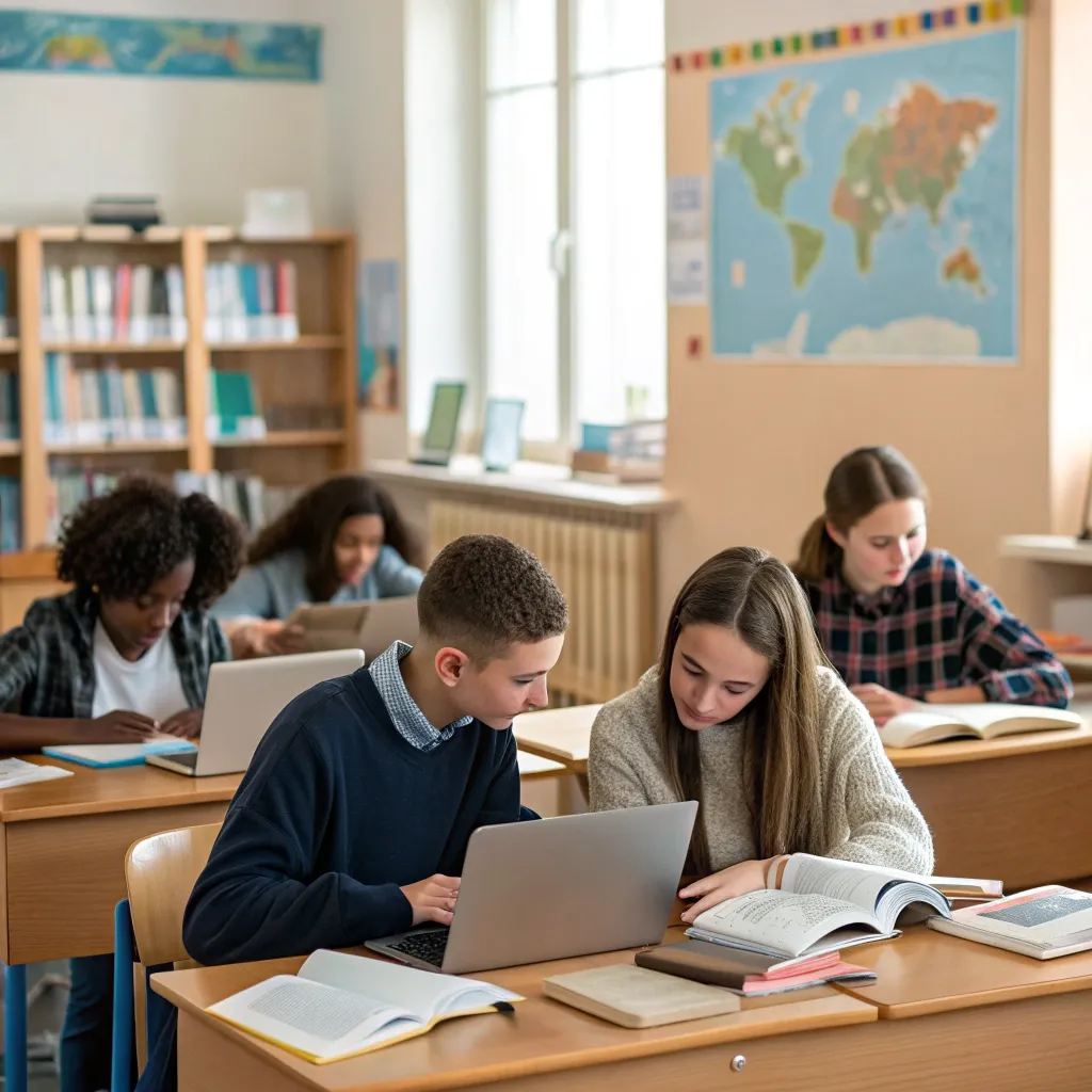 Students learning languages